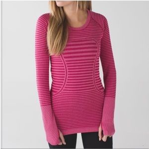 Lululemon striped swiftly tech long sleeve pink size 6